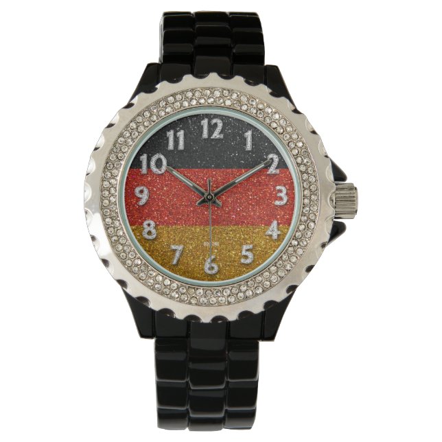 German Flag of Germany Bling Glitter Fashion Watch (Front)