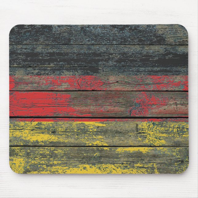 German Flag on Rough Wood Boards Effect Mouse Pad (Front)