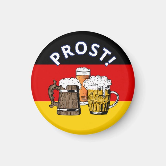 GERMAN FLAG Prost Cartoon Cheers Beers Magnet (Front)