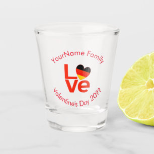 German Flag Red Letters LOVE Personalised Shot Glass