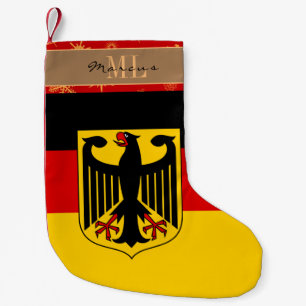 German Flag stocking, Germany, monogram, snowflake Small Christmas Stocking