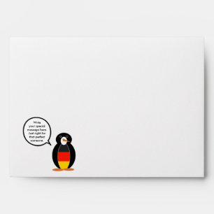 German Flag Talking Ms Penguin Personalised Envelope