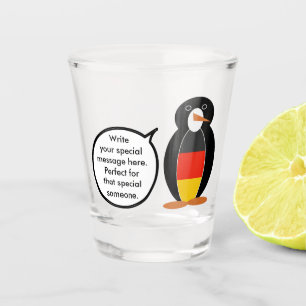 German Flag Talking Ms Penguin Personalised Shot Glass