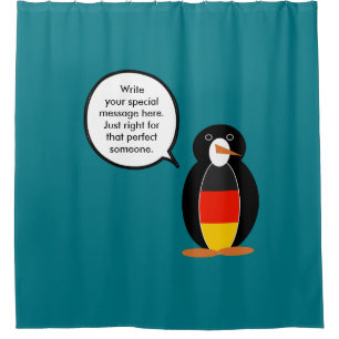 German Flag Talking Ms. Penguin Personalised Shower Curtain