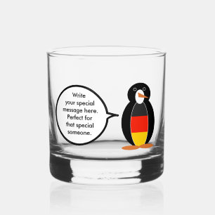 German Flag Talking Ms Penguin Personalised Whiskey Glass