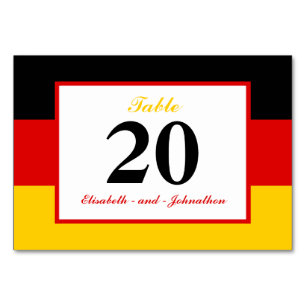 German Flag Wedding Table Number