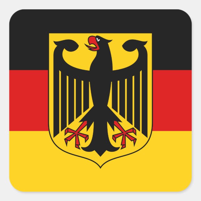 German Flag with Crest Sticker (Square) (Front)