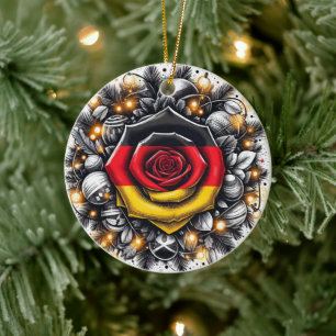 GERMAN FLORAL FLAG INSPIRED CERAMIC TREE DECORATION