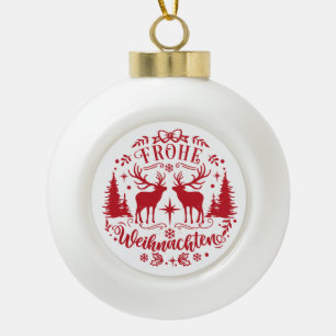 German Frohe Weihnacten Christmas Tree Ceramic Ball Christmas Ornament
