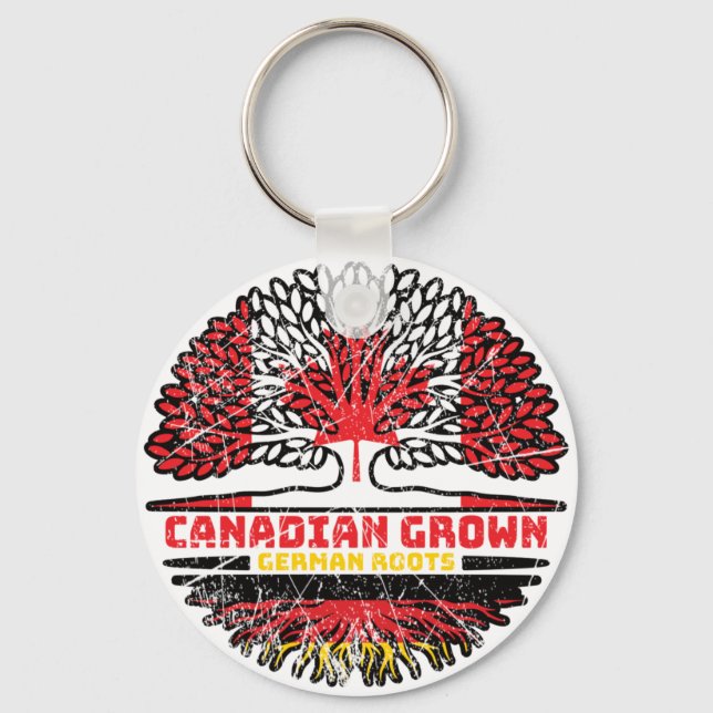 German Germany Canadian Canada Tree Roots Flag Key Ring (Front)