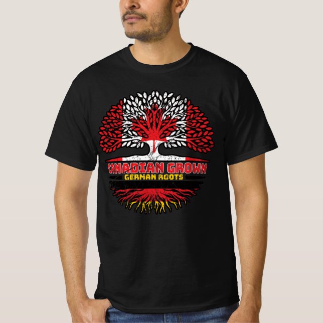 German Germany Canadian Canada Tree Roots Flag T-Shirt (Front)