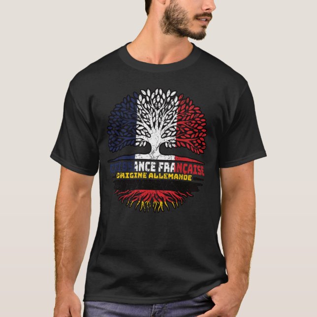 German Germany French France Tree Roots Flag T-Shirt (Front)