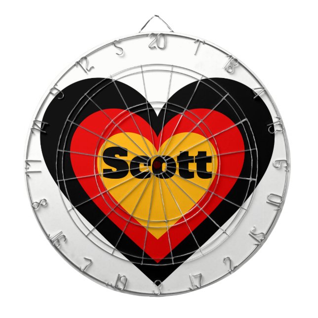 German Germany Heart Flag Dartboard (Front)