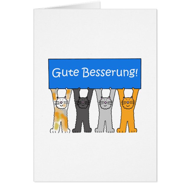 German Get Well Soon Cartoon Cats (Front)