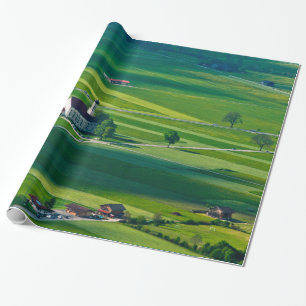 German green countryside with church Romantic Rd. Wrapping Paper