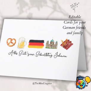 German Happy Birthday Card,Alles Gute zum Geburtst Thank You Card