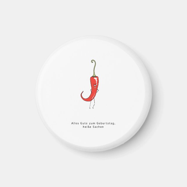 German Happy Birthday Hot Stuff, Birthday gift Magnet (Front)
