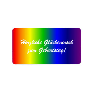 German Happy Birthday Rainbow Colours Label