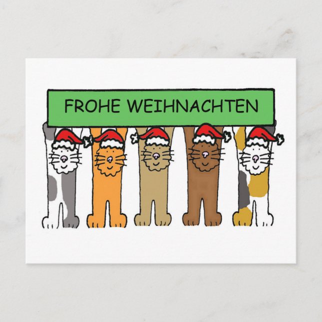 German Happy Christmas Cats, Frohe Weihnachten Holiday Postcard (Front)