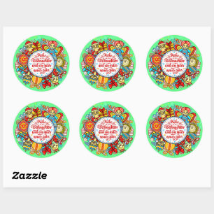 German Happy Christmas & Happy New Year  Classic Round Sticker
