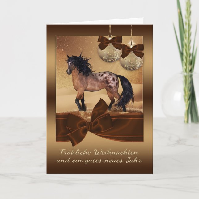 German Horse Christmas Holiday Greeting Card (Front)