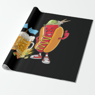 German Hotdog Bavaria Flag Oktoberfest Wurst Wrapping Paper