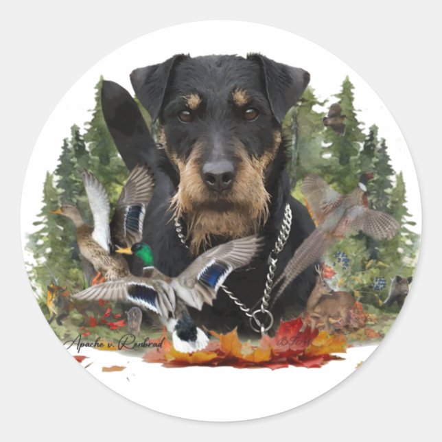 German Hunting Terrier (Jagdterrier) Classic Round Sticker (Front)