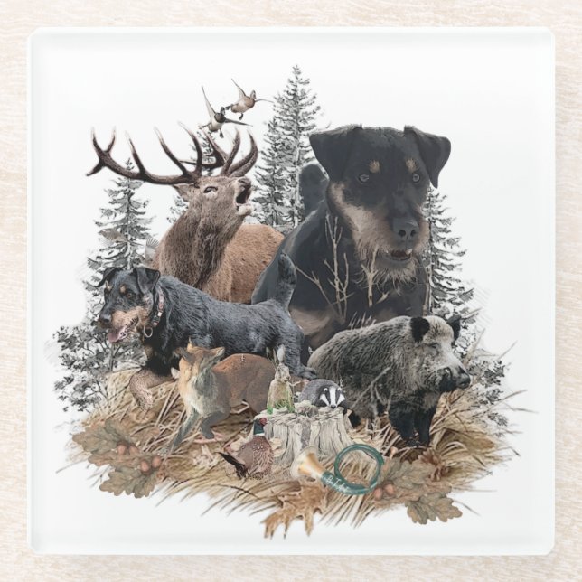 German Hunting Terrier (Jagdterrier)     Glass Coaster (Front)