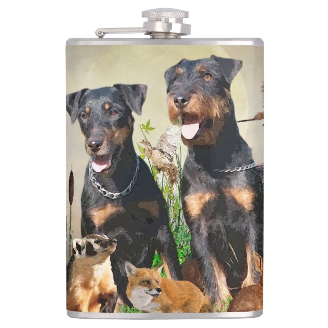 German Hunting Terrier (Jagdterrier)   Hip Flask (Front)