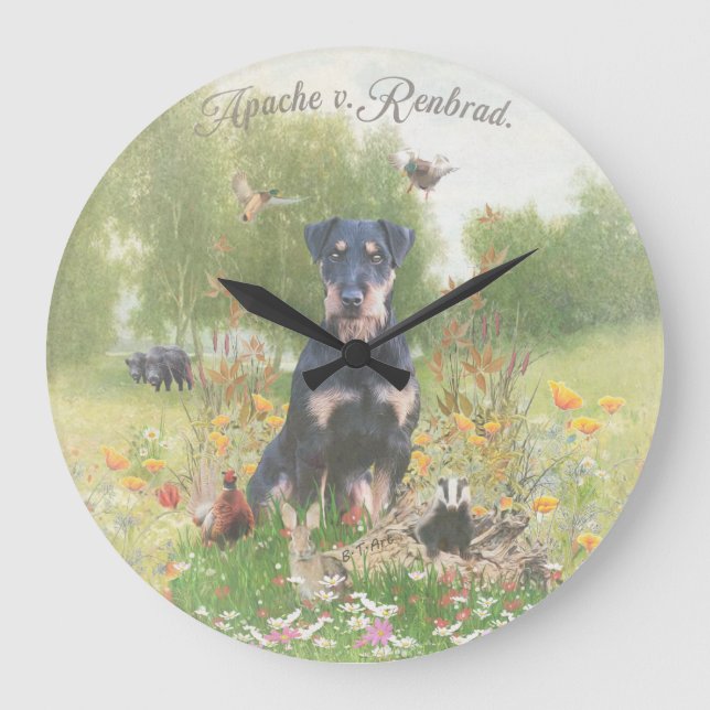German Hunting Terrier (Jagdterrier)  Sticker Pape Large Clock (Front)