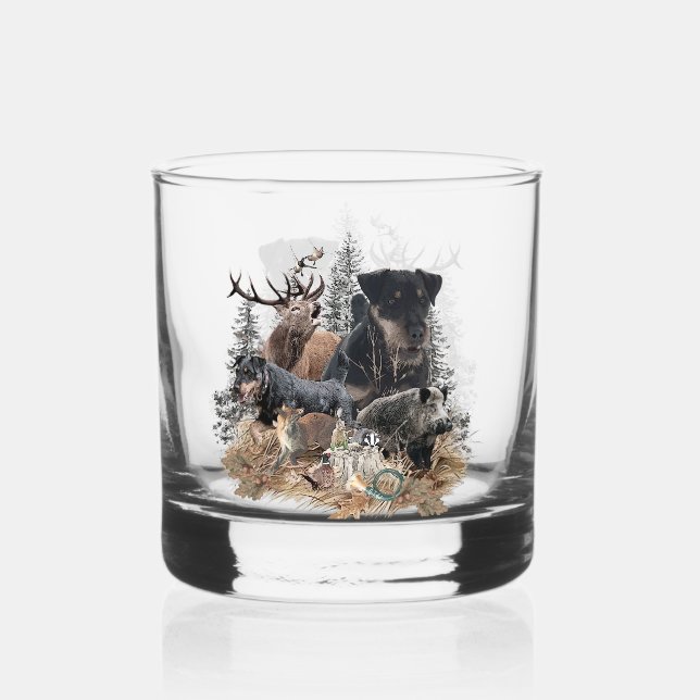 German Hunting Terrier Whiskey Glass (Front)