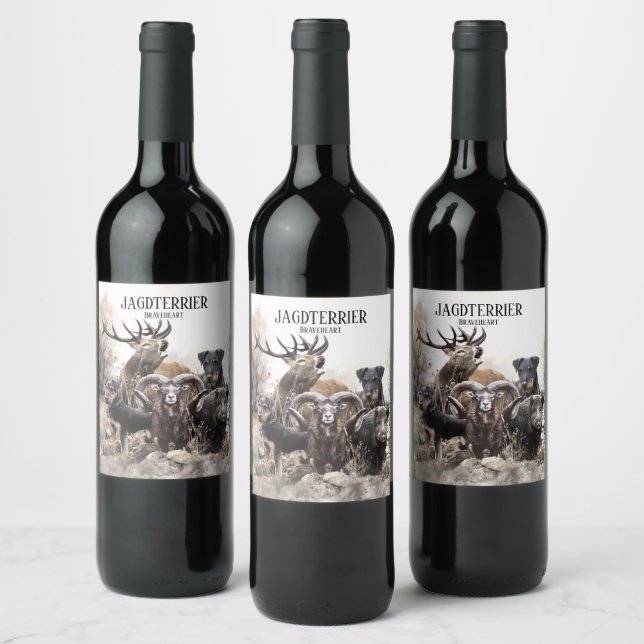 German Hunting Terrier Wine Label (Bottles)