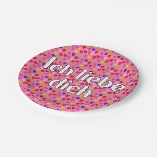 German - I love you Paper Plate
