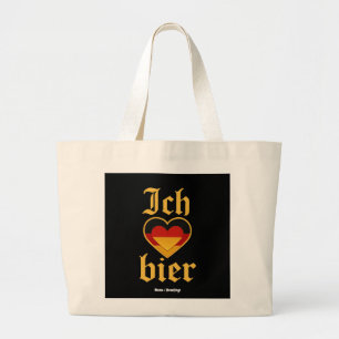 German Ich Heart Bier Oktoberfest Funny Bavarian Large Tote Bag