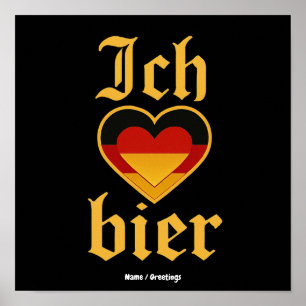 German Ich Heart Bier Oktoberfest Funny Bavarian Poster