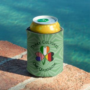 German Irish American Flags Shamrock Personalised Can Cooler