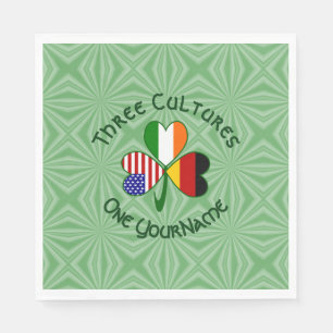 German Irish American Flags Shamrock Personalised Napkin