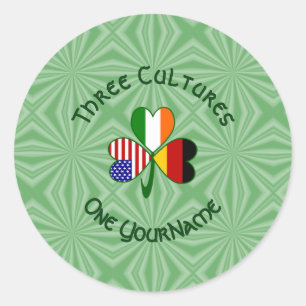 German Irish American Shamrock Personalised Classic Round Sticker