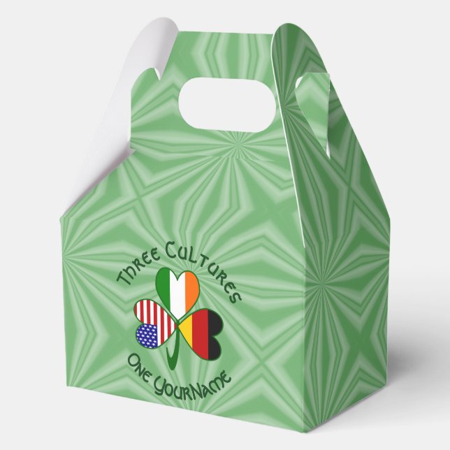 German Irish American Shamrock Personalised Gable Favour Box (Front)