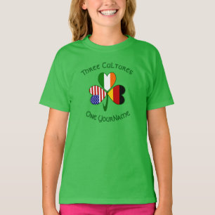 German Irish American Shamrock Personalised Girl's T-Shirt
