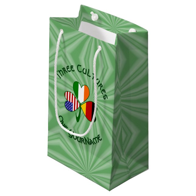 German Irish American Shamrock Personalised Small Gift Bag (Front Angled)