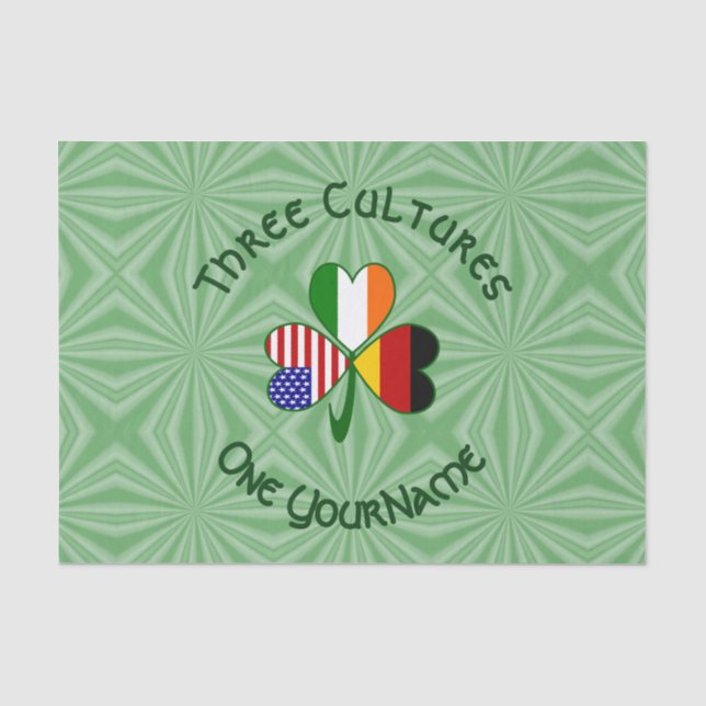 German Irish American Shamrock Personalised  Tissue Paper (Front)