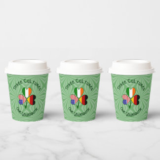 German Irish American Shamrock Personalized Text Paper Cups