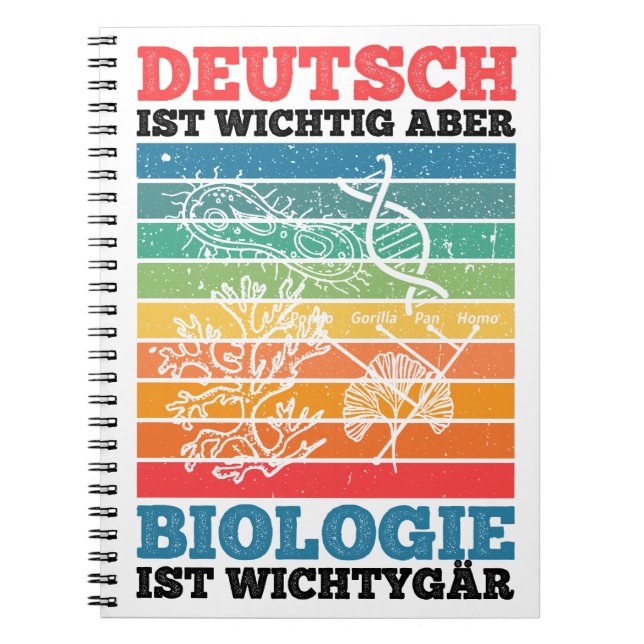 German Is Important But Biology Is Important Notebook (Front)
