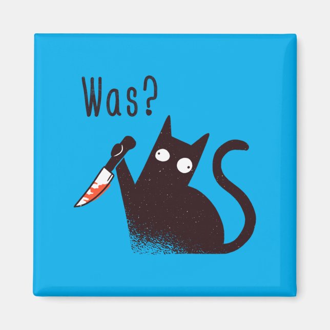 German Language Crazy Funny Cat With A Knife Magnet (Front)
