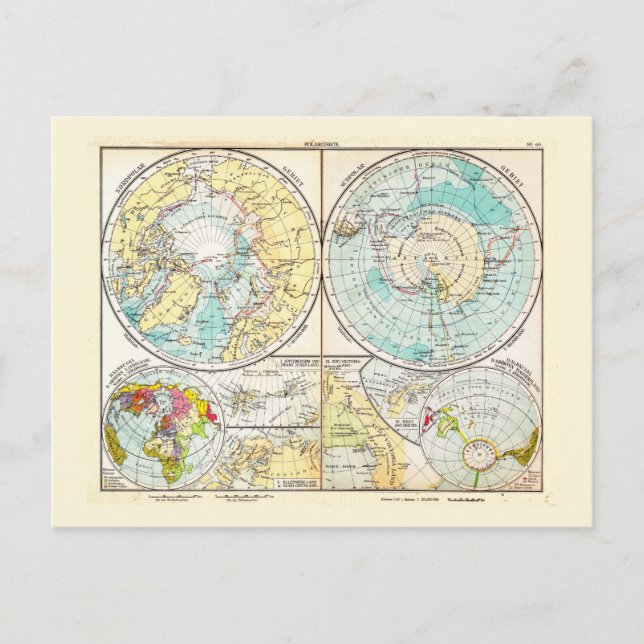 German-Language Polar Map Postcard (Front)
