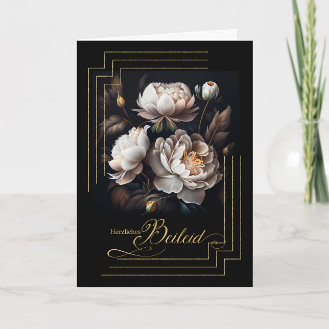 German Language Sympathy with Magnolias Card (Front)