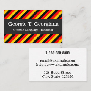 German Language Translator, Teacher, Tutor Business Card
