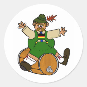 German Man on Beer Keg Stickers
