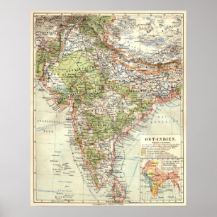 German Map of India Poster